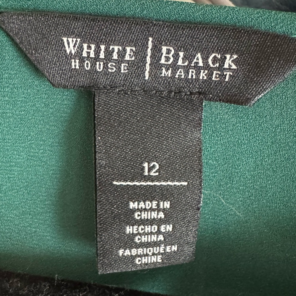 White House Black Market | Dark Green Tie Blouse - Picture 6 of 13